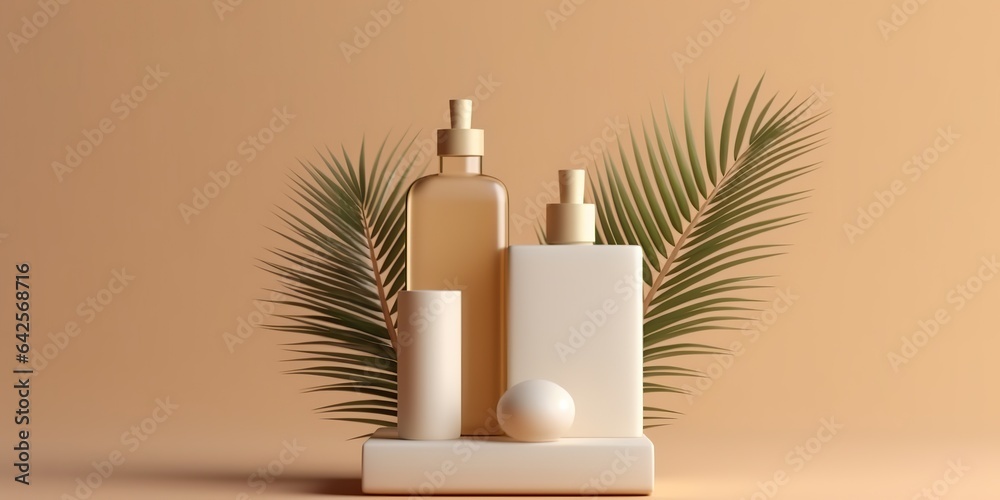 AI Generated. AI Generative. Spa skin care cosmetology beauty bottle container product mockup background. Graphic Art - obrazy, fototapety, plakaty 