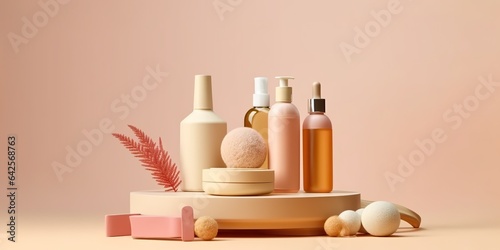 AI Generated. AI Generative. Spa skin care cosmetology beauty bottle container product mockup background. Graphic Art