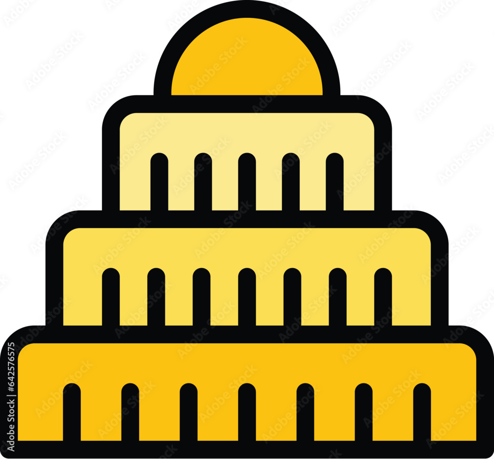 Krakow cathedral icon outline vector. Map polish. Skyline city color flat Krakow cathedral icon outline vector. Map polish. Skyline city color flat
