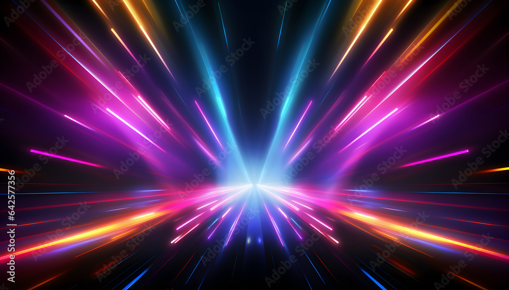 Futuristic neon light beams through space - Generativ AI Futuristic neon light beams through space - Generativ AI