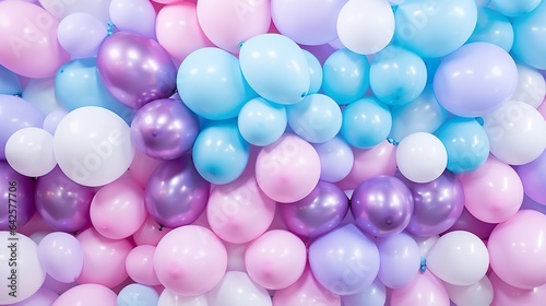 abstract background wit round balloons, in style of purple, blue, pink and cyan, generative AI
