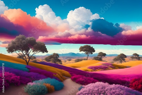 landscape where the sky is an ever-shifting canvas of colors and patterns