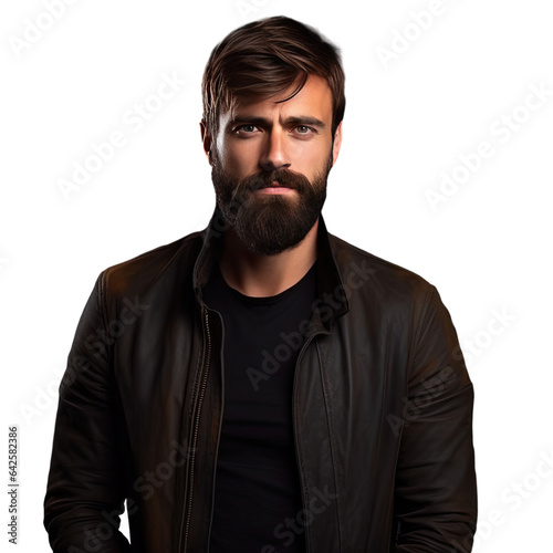 Handsome European businessman wearing casual jacket shot in the studio against a dark transparent background