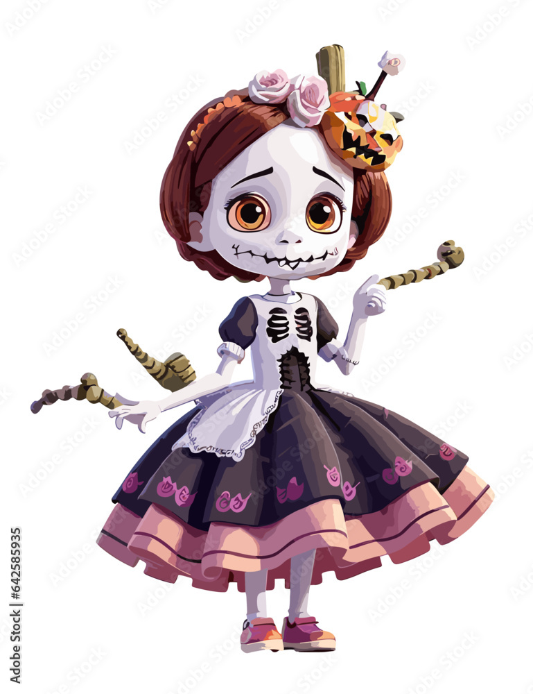 3D illustration of cute skeleton kids with kids dress for halloween party 3D illustration of cute skeleton kids with kids dress for halloween party