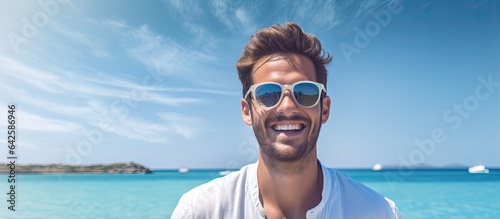 Smiling Caucasian man weari...