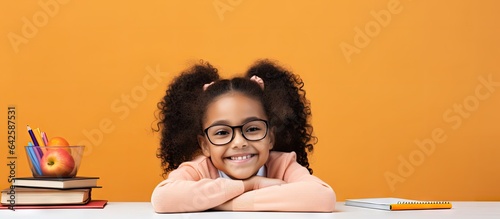 Happy biracial schoolgirl s...