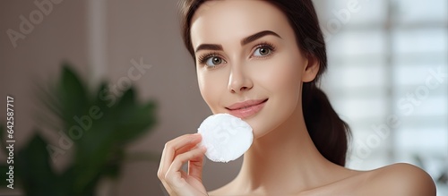 Attractive woman using cott...