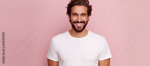 Brunette man with beard pos...