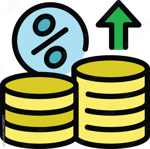 Up money loan icon outline vector. Mortgage bank. Card sme color flat