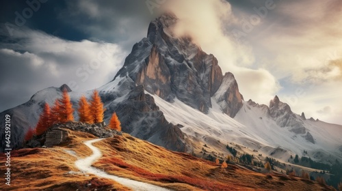 beautiful autumn landscape of italian dolomites