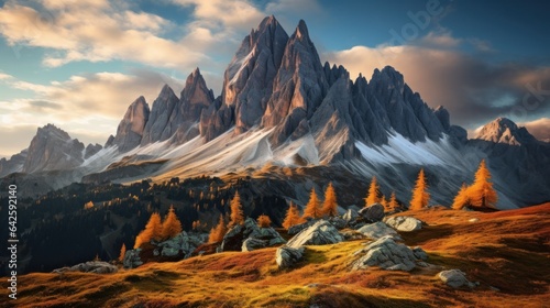 beautiful autumn landscape of italian dolomites