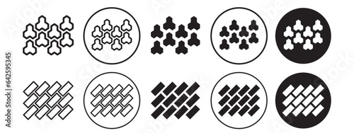 Brick paver icon. road ground granite puzzle shape paving block made of concrete cement symbol. Vector set of home floor texture pattern material patios. Flat outline of side walk path way tile logo
