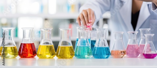 A schoolboy in a lab coat c...
