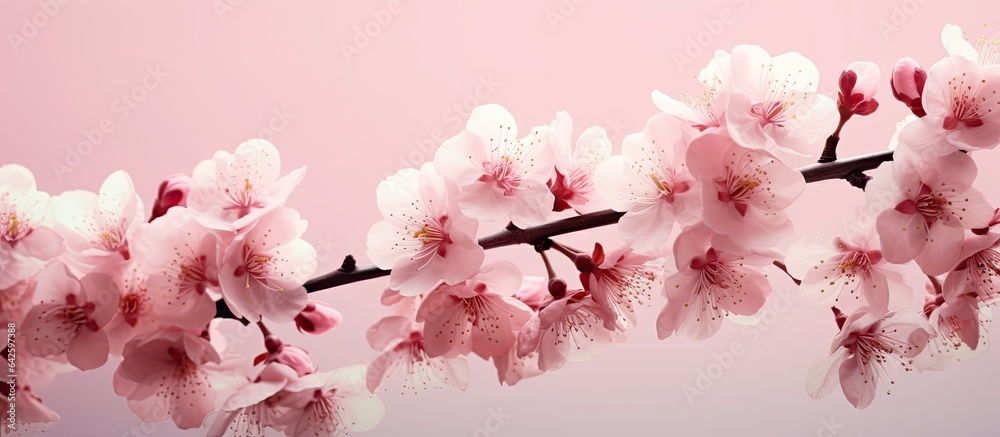 Beautiful flowers with a pink spring backdrop