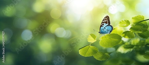 Butterfly on green leaves n...