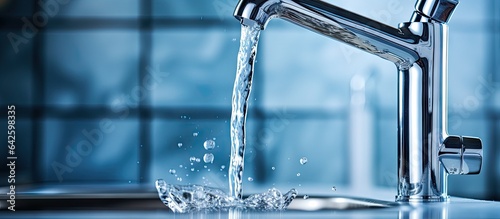 Chrome faucet with flowing ...
