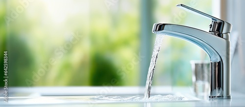 Chrome faucet with flowing ...