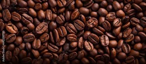 Coffee beans close up spinning for advertising coffee products with copy space border design