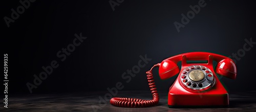 Customer support or important calls represented by a red telephone receiver on a gray background photo