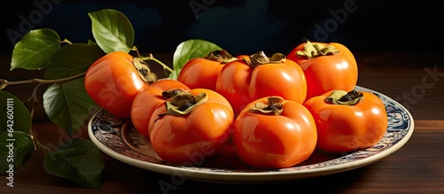 Fresh and ripe persimmons o...