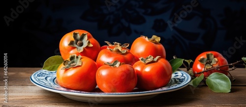 Fresh and ripe persimmons o...