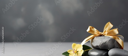 Golden ribbon embellishes s...