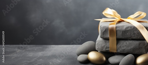 Golden ribbon embellishes s...
