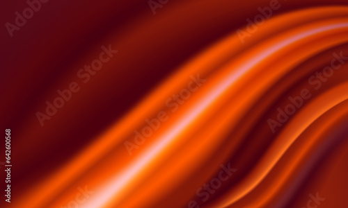 Design of bright red fiery wavy wallpaper for website pages. Futuristic fluid dark background with gradient defocused dynamic curves. Layout of widescreen abstract flame banner with copy space