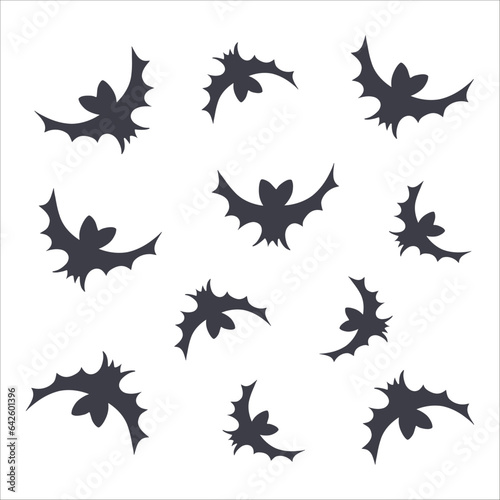 Halloween set with bat silhouettes. Halloween decorations, invitations, posters, vector illustration.