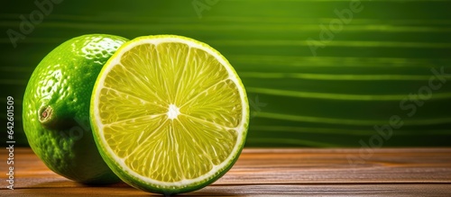 Lime slice on wooden table
