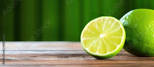 Lime slice on wooden table