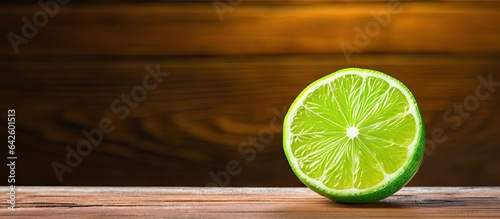 Lime slice on wooden table