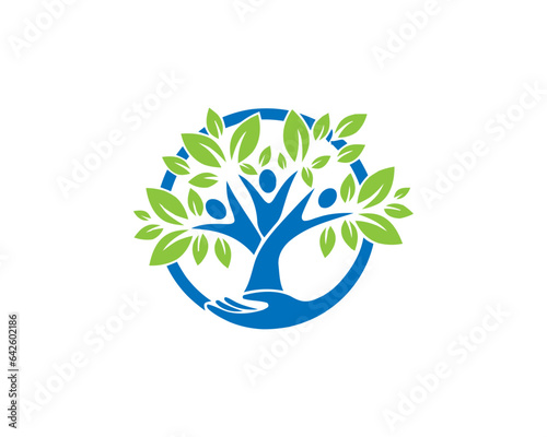 hand tree man logo