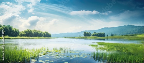 Peaceful river merging with...