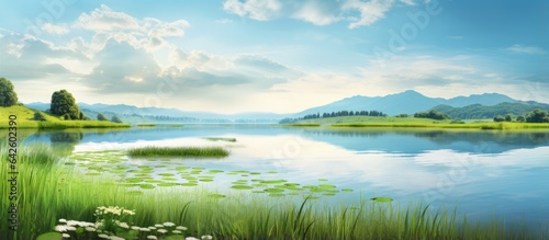 Peaceful river merging with...