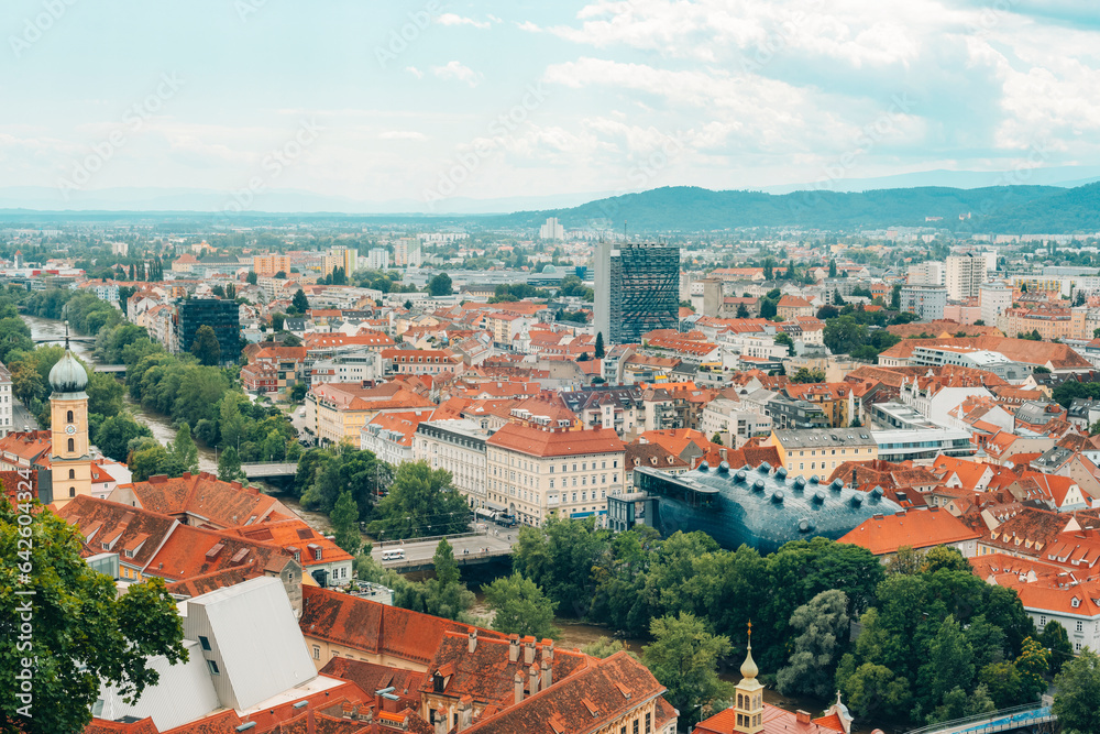 Aerial view of city of Graz, Austria