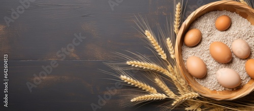 Top view of a wooden bowl f...