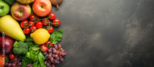 Top view of fresh fruits an...