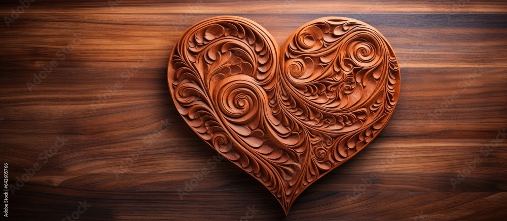 Wood carving in the shape of a heart