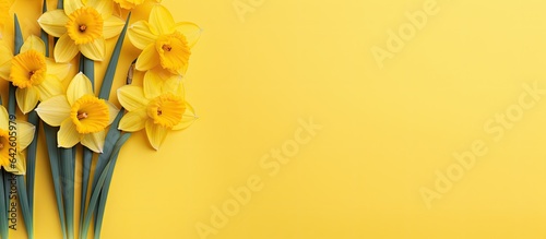 Yellow daffodils in spring with space for text