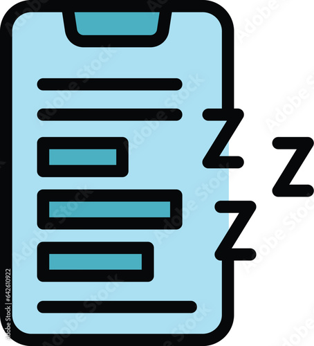 Insomnia phone app icon outline vector. Bed person. Night dream color flat