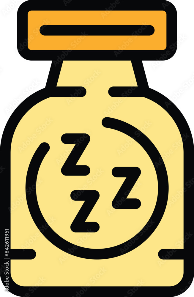 Sleeping pills icon outline vector. Night person. Time health color flat Sleeping pills icon outline vector. Night person. Time health color flat