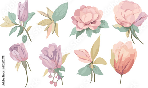 Sweet Flower Branch  Delicate Floral Illustrations for Your Creative Projects