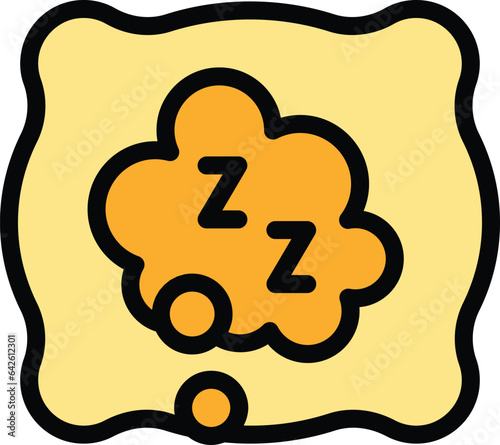 Sleeping pillow icon outline vector. Sleep insomnia. Person night color flat
