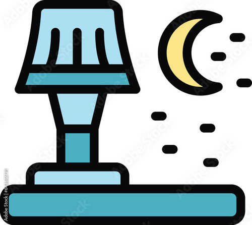Night lamp icon outline vector. Sleep disorder. Insomnia dream color flat