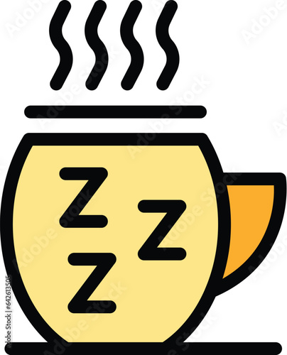 Night coffee mug icon outline vector. Sleep bed. Person adult color flat