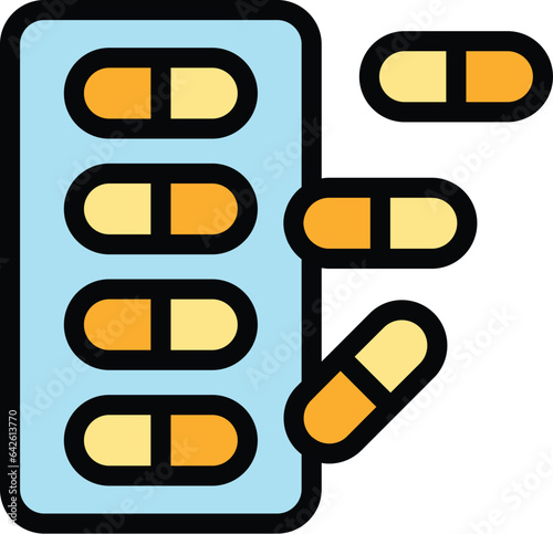 Sleeping pills icon outline vector. Adult dream. Insomnia sleep color flat