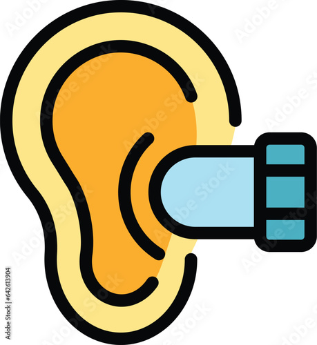 Sleep earplugs icon outline vector. Bed character. Night adult color flat