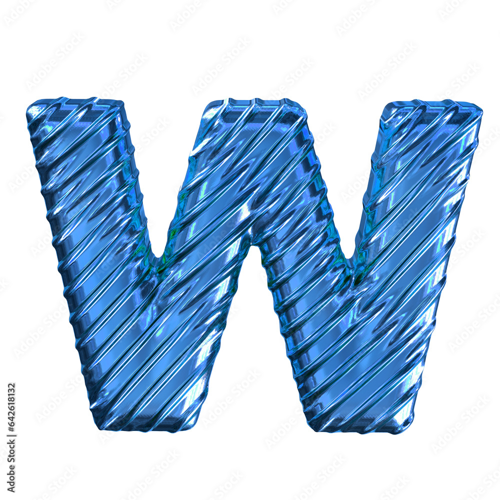 Ribbed blue symbol. letter w Ribbed blue symbol. letter w