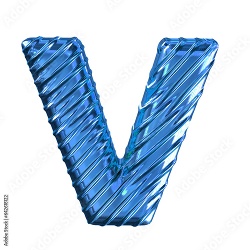 Ribbed blue symbol. letter v
